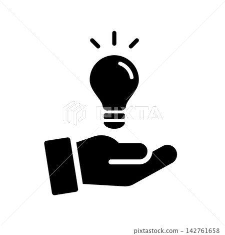 A silhouette icon of a hand and a lightbulb representing inspiration or an idea. A silhouette icon of a hand and a lightbulb representing inspiration or an idea. 142761658