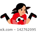 Illustration of a female athlete competing in a sports competition - Soccer player in play 03 Goalkeeper 142762095
