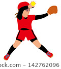 Illustration of female athletes competing in a sports competition - Softball player (pitcher) in play. 142762096