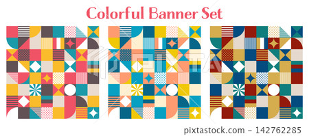 Banner Set - Geometric Pattern - Square Banner Set - Geometric Pattern - Square 142762285