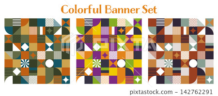 Banner Set - Geometric Pattern - Square Banner Set - Geometric Pattern - Square 142762291