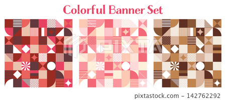 Banner Set - Geometric Pattern - Square Banner Set - Geometric Pattern - Square 142762292