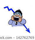 An illustration of a male investor turning pale at the stock market crash. 142762769