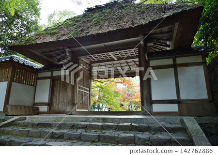 京都市左京區法然院三門的秋景 142762886