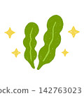 Cute hand-drawn seaweed: kelp, wakame, sparkling 142763023