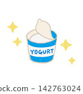 Cute hand-drawn yogurt with English lettering and glitter. 142763024
