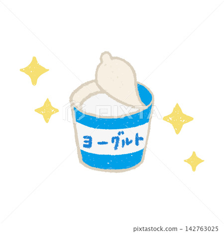 Cute, hand-drawn yogurt with sparkle Cute, hand-drawn yogurt with sparkle 142763025