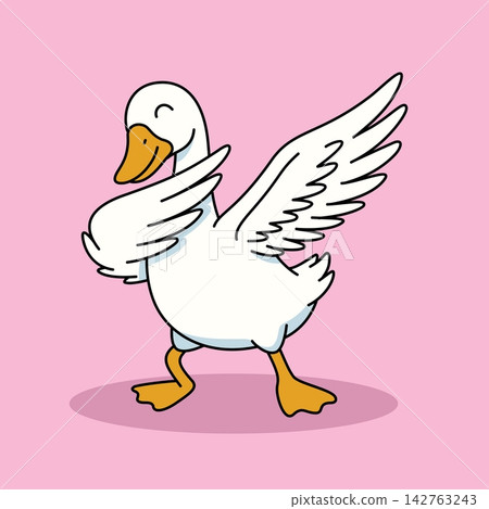 Vector illustration of a happy goose doing the dab dance. Vector illustration of a happy goose doing the dab dance. 142763243