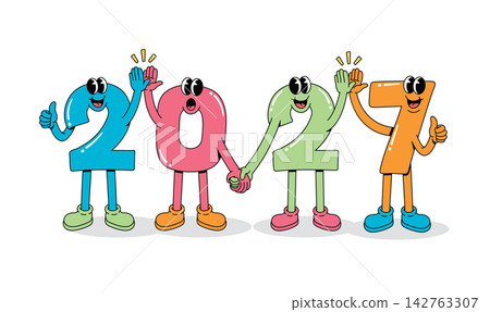 character 2027 cartoon number design character 2027 cartoon number design 142763307