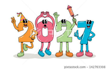 character 2027 cute cartoon number design 142763308
