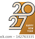 modern 2027 luxury line gold number design 142763335