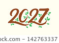 modern 2027 nature tree red number design 142763337