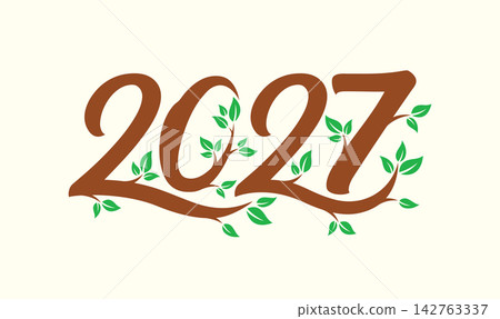 modern 2027 nature tree red number design 142763337