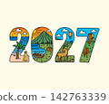 modern 2027 panorama number design 142763339