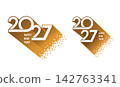 modern 2027 shadow gold number design 142763341