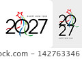 modern 2027 star ribbon number design 142763346