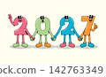 character 2027 cartoon hand in hand number design 142763349
