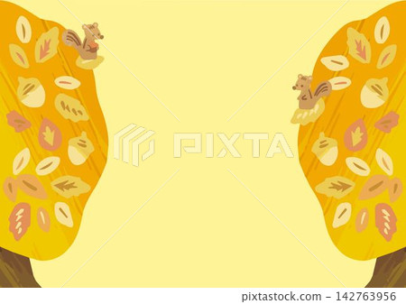 Autumn banner frame animals autumn leaves trees landscape watercolor hand-drawn cute background design illustration material Autumn banner frame animals autumn leaves trees landscape watercolor hand-drawn cute background design illustration material 142763956