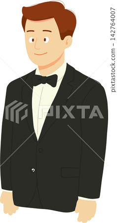 Groom in Tuxedo Portrait 142764007