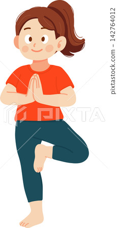 Girl Doing Tree Pose Yoga Girl Doing Tree Pose Yoga 142764012