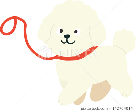 White Dog on Leash White Dog on Leash 142764014