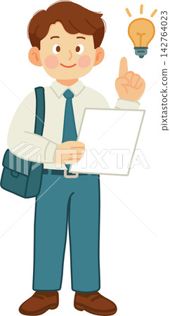 Businessman with Lightbulb Idea 142764023