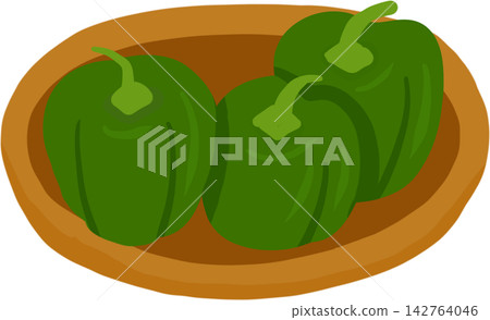 Green Bell Peppers in Basket Green Bell Peppers in Basket 142764046