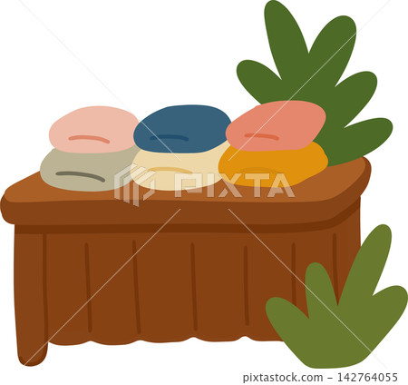 Folded Towels on Shelf Folded Towels on Shelf 142764055