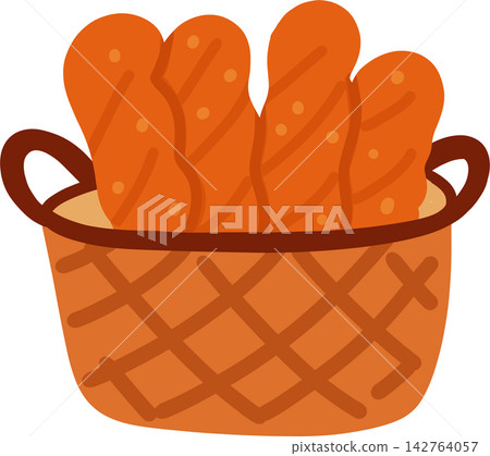 Bread in Woven Basket Bread in Woven Basket 142764057