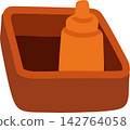 Wooden Tray with Bottle 142764058