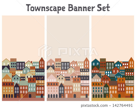Banner set - European-style townscape - vertical format 142764491