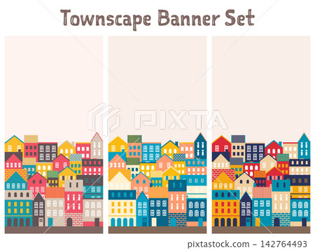 Banner set - European-style townscape - vertical format Banner set - European-style townscape - vertical format 142764493