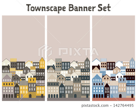 Banner set - European-style townscape - vertical format Banner set - European-style townscape - vertical format 142764495