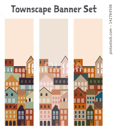 Banner set - European-style townscape - vertical format Banner set - European-style townscape - vertical format 142764506