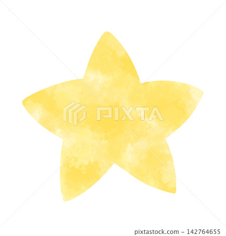 A yellow star painted in watercolor A yellow star painted in watercolor 142764655