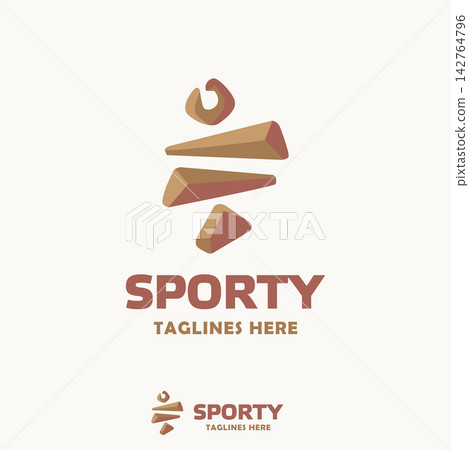 Sporty design with abstract geometric shapes in earthy tones, bold text, and dynamic energy for active lifestyle branding Sporty design with abstract geometric shapes in earthy tones, bold text, and dynamic energy for active lifestyle branding 142764796