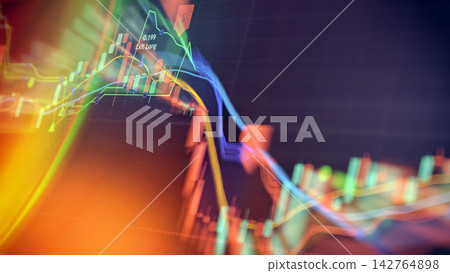 Abstract Financial Trading Chart with Candlestick Market Data, Moving Averages, and Bearish Price Drop Abstract Financial Trading Chart with Candlestick Market Data, Moving Averages, and Bearish Price Drop 142764898