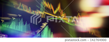 Abstract Stock Market Trading Dashboard with Candlestick Charts, Volume Data, and Colorful Financial Analytics Abstract Stock Market Trading Dashboard with Candlestick Charts, Volume Data, and Colorful Financial Analytics 142764900