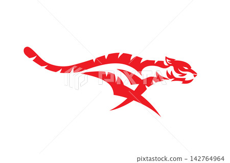 Swift Red tiger in Motion with Abstract Energy Swift Red tiger in Motion with Abstract Energy 142764964