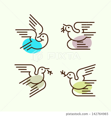 Peaceful Doves in Flight with Geometric Harmony 142764965