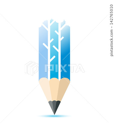 Blue Gradient Pencil Transforming into Tree Trunks and Branches Symbolizing Growth, Nature, and Creativity Blue Gradient Pencil Transforming into Tree Trunks and Branches Symbolizing Growth, Nature, and Creativity 142765010