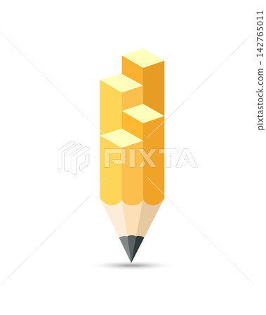 A creative abstract pencil design built from stacked yellow and orange columns forming steps to success A creative abstract pencil design built from stacked yellow and orange columns forming steps to success 142765011
