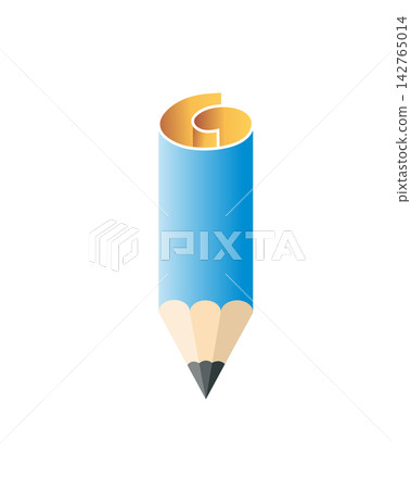 Creative Blue Gradient Pencil with Rolled Paper Artistic Emblem Illustration for Modern Design Concepts Creative Blue Gradient Pencil with Rolled Paper Artistic Emblem Illustration for Modern Design Concepts 142765014