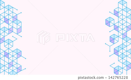 Neon Hexagonal and Cubic Geometric Pattern with Gradient Accents on Pale Pink Background Neon Hexagonal and Cubic Geometric Pattern with Gradient Accents on Pale Pink Background 142765228
