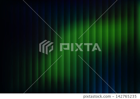 Vertical Gradient Stripes with Glass Effect and Bright Green Curved Band on Dark Background 142765235