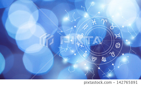 Exploring astrology zodiac signs with symbols and constellations on a blue background Exploring astrology zodiac signs with symbols and constellations on a blue background 142765891