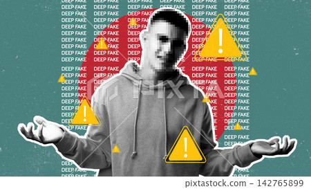 Discussion on deep fake technology and its impact on news credibility is highlighted in this visual representation Discussion on deep fake technology and its impact on news credibility is highlighted in this visual representation 142765899