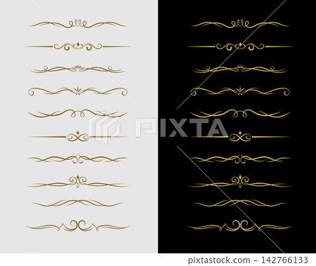 Elegant Gold Ornamental Line Dividers on Dual Backgrounds Elegant Gold Ornamental Line Dividers on Dual Backgrounds 142766133
