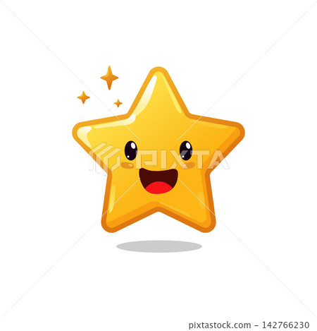Cheerful Yellow Cartoon Star with Sparkling Expression Cheerful Yellow Cartoon Star with Sparkling Expression 142766230