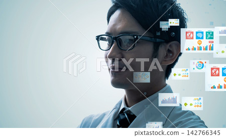 具有男性特徵的科學數據概念 142766345